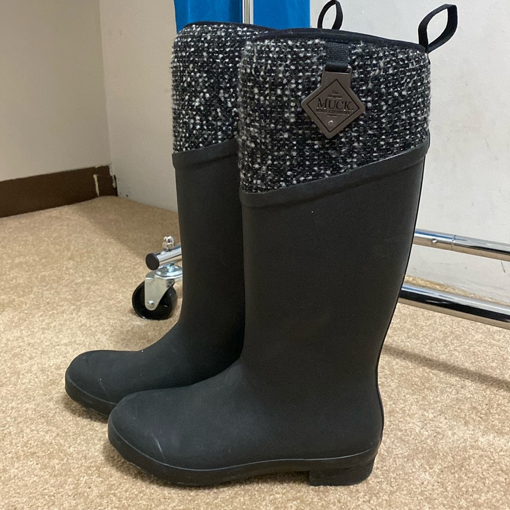 Muck Boot Company Women's Black Tweed-Top Waterproof Winter Boots